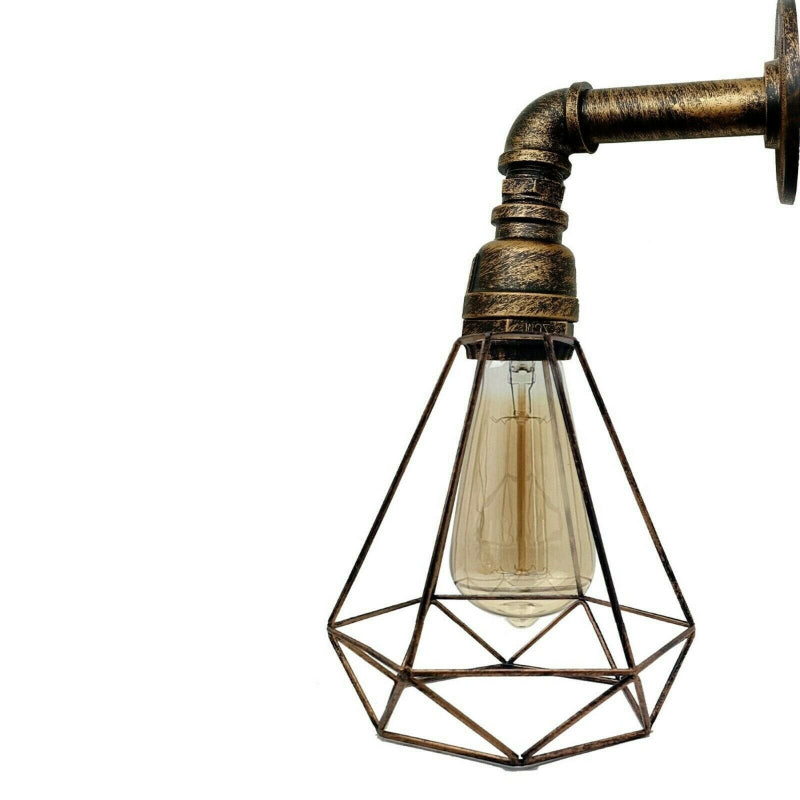 Vintage Decken Pendelleuchte Diamant Drahtkäfig-Kupfer