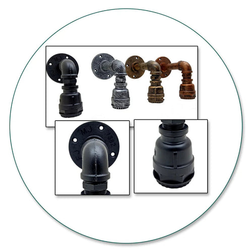 Vintage Wasserrohr Wandlampe Wandleuchte Eisen ~2579