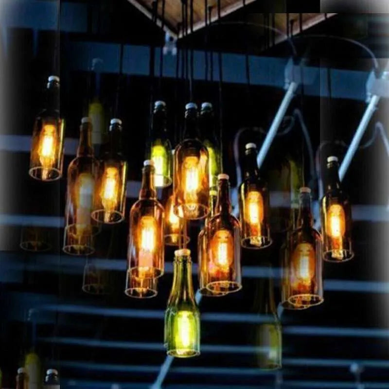 Weinflaschen Deckenlampe mit Edison LED