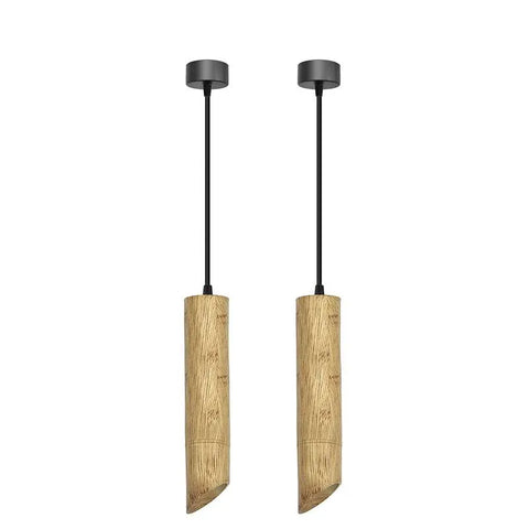 Nordic hängelampen bambus mit Zylinderform - gu10 lampe~2616 - Variant: 47cm / Kaltweiß / 2 pack