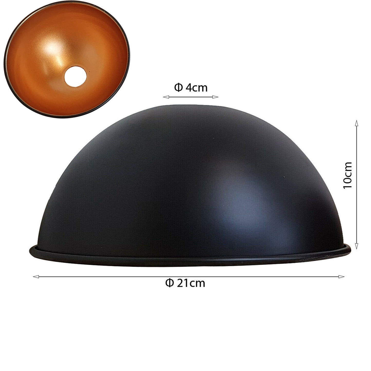 Elegante Schwarze Innen Gold Deckenlampenschirme 210mm Dome Design~2145