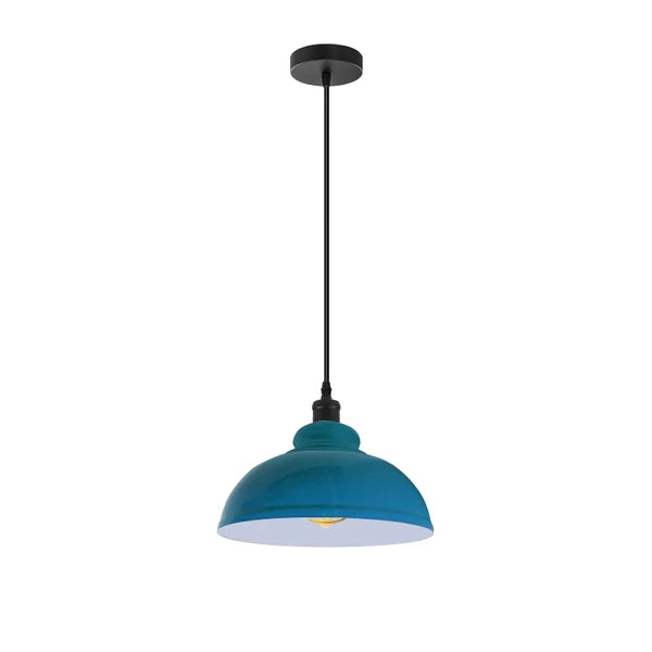 blaue Vintage Pendelleuchte Metall