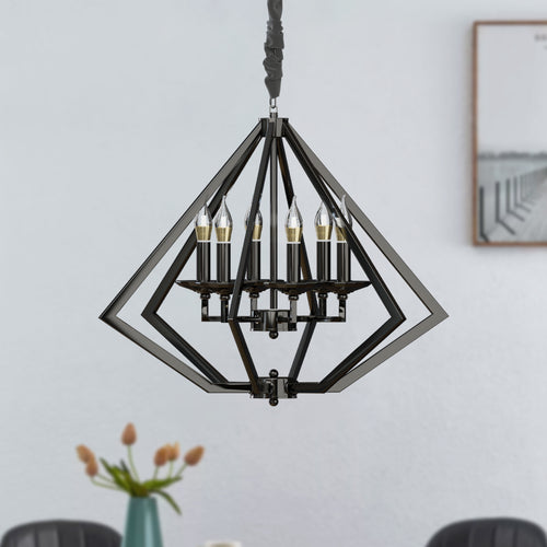 Nickel Diamant Käfig Kronleuchter mit 6 Kerzen,110-240V~2714