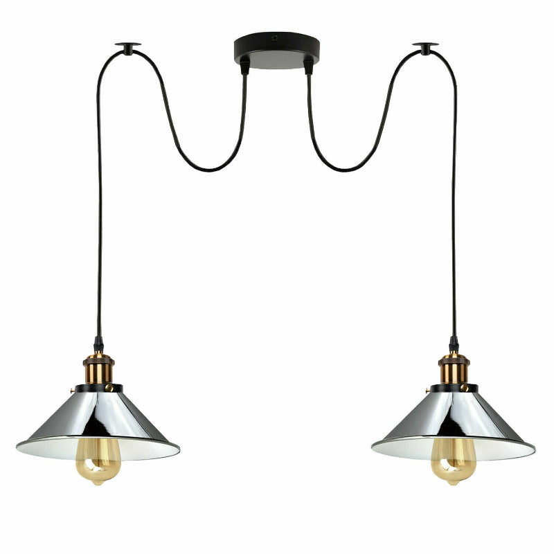 Deckenlampe im Spinnenstil aus Chrom mit E27-Fassung und offenem Drahtkäfig – perfekte Beleuchtung für Wohnzimmer und Küche.