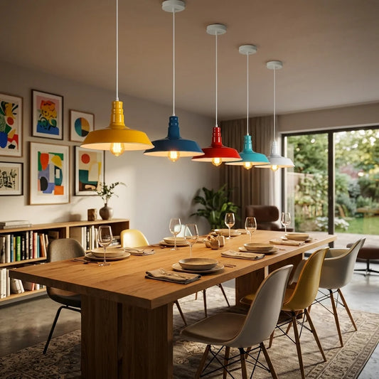 Modern Esstisch Pendelleuchte Groß | E27 Farbige Kücheninsel Lampe~3713