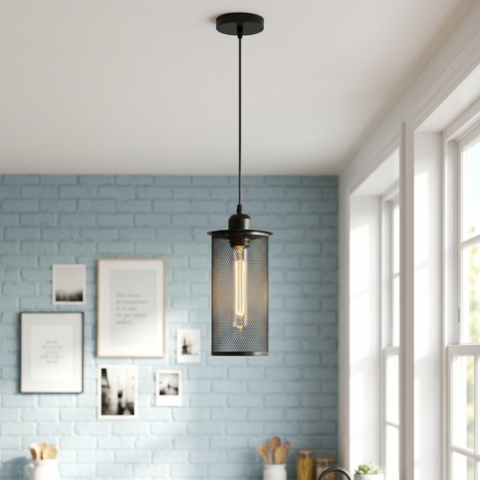 Zylinder Pendelleuchte Lochblech – Modern Loft Hängelampe Gitter | Höhenverstellbar | E27 ~3589