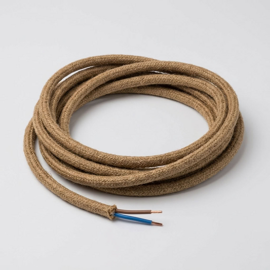 Vintage Hanfseil Textilkabel rund – 2-adrig Lampenkabel DIY | 1m - 10m  ~1163