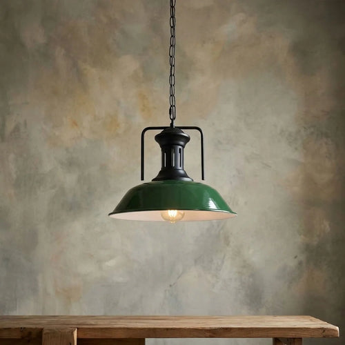 Lampada a sospensione con paralume e catena metallica~4089