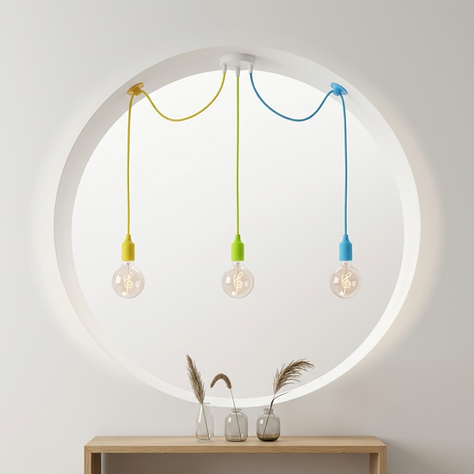Lampadario scandinavo a sospensione colorato a 3 luci~4036