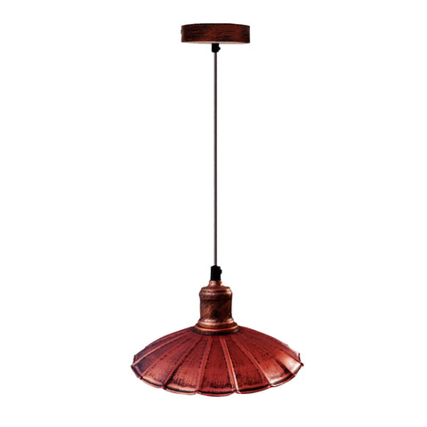 Moderne Pendelleuchte E27 mit Metall lampenschirm | Ø 22cm | rustikal rot
