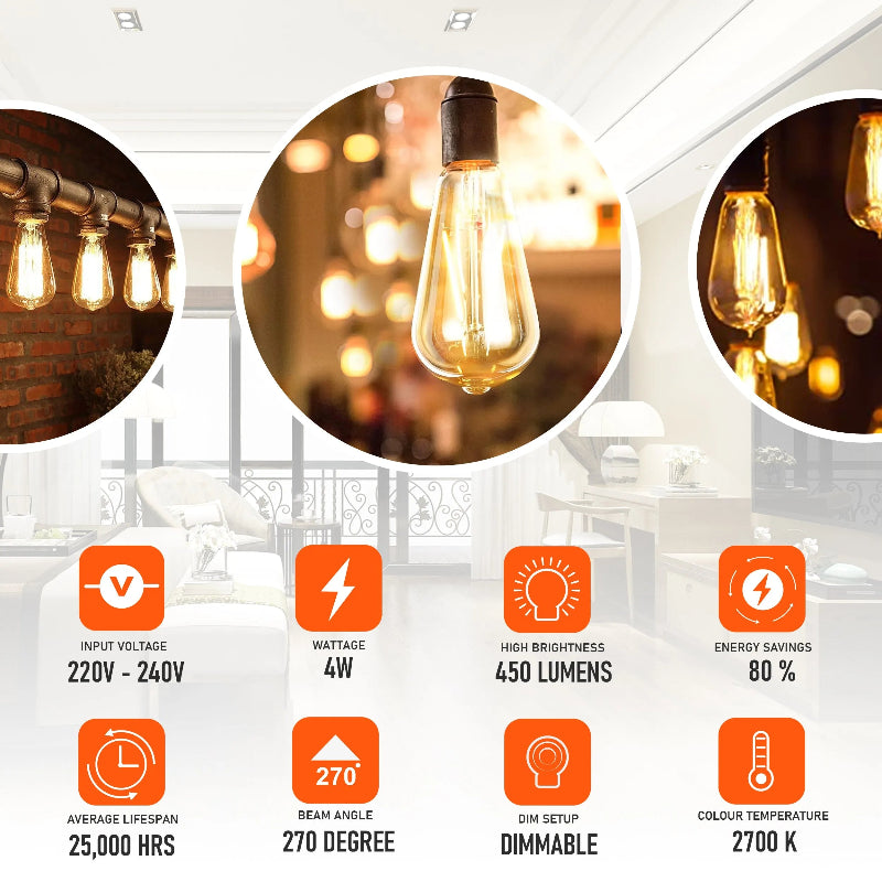 LED Dekolampe E27 im Vintage-Stil – ideal für Bars und Cafés