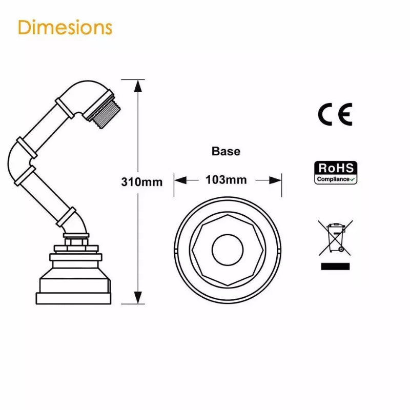 E27-Tischlampe in modernem Design und schwarzer Oberfläche für vielseitigen Einsatz