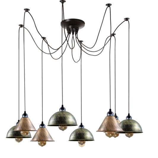8-vejs vintage edderkop pendellampe loftslampeskærm industriel lysekrone retro lampe ~ 3341
