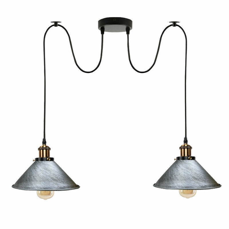 Hängelampe im Industrial-Stil mit Metallgehäuse, E27-Fassung und gebürstetem Silber für moderne Innenräume