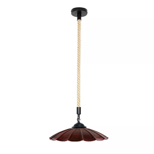 Rustikale Pendelleuchte mit Hanfseil und Ø 22 cm Schirm im Retro-Stil für Esszimmer und Flur