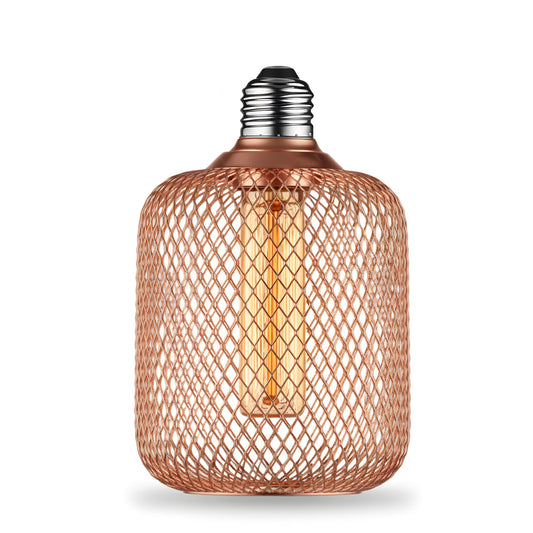 LED Glühbirne E27 5W leuchtmittel zyl spiral Dekolicht Metallic Glow mit Käfig~3396