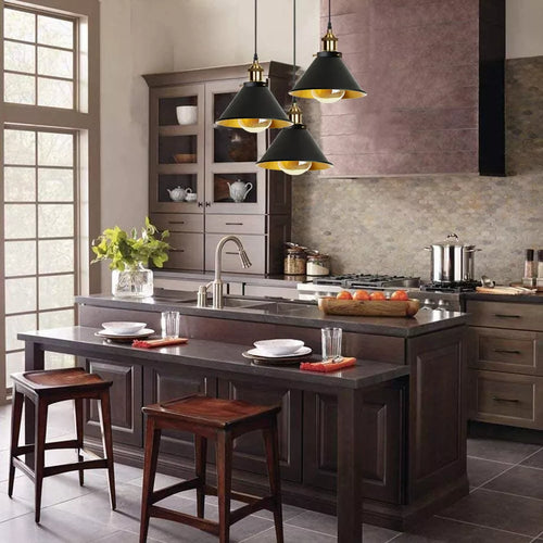 Lampada a sospensione a 3 luci in stile industriale retrò con paralume da soffitto ~2965