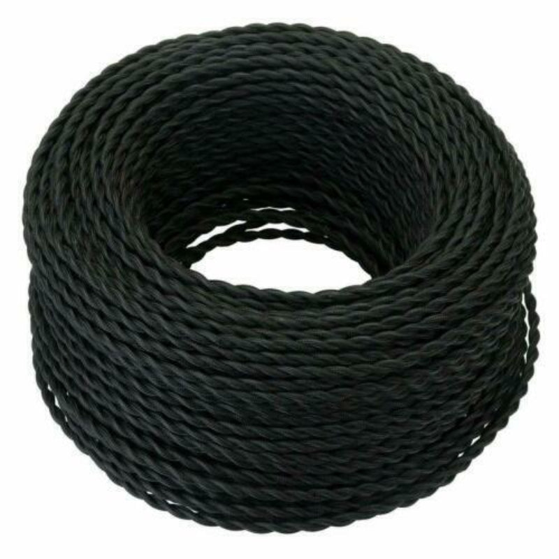 Gedrehtes schwarzes Kabel 0,75mm² – ideal für stilvolle Lampenanschlüsse