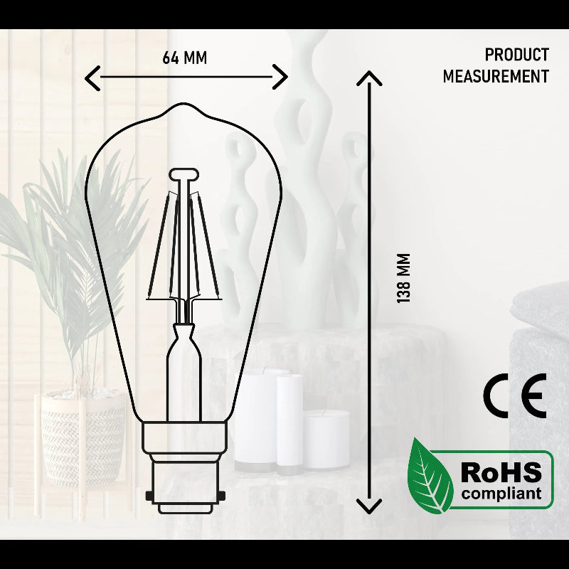 Energieeffiziente LED Glühlampe ST64, 4W, für warme Lichtstimmung