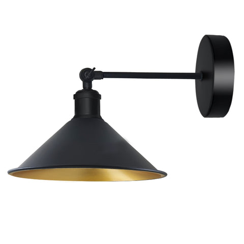 LED-Wandleuchte Indoor Industrie einstellbar mattschwarz ~2927 - Variant: NEIN / Schwarzes inneres Gold