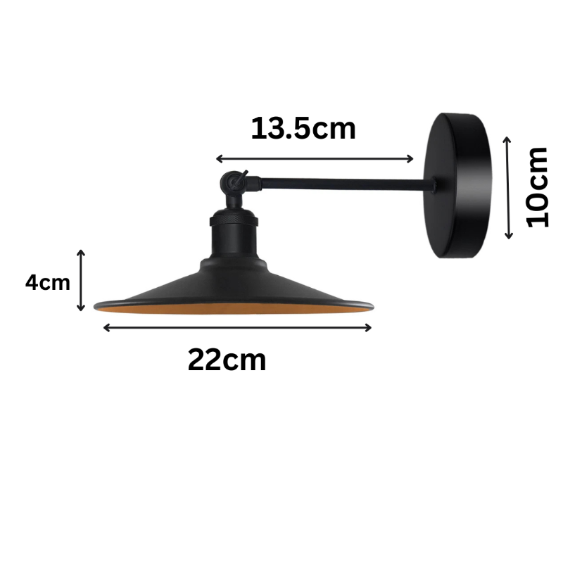 loft stil wandlampe metall schwarz gold innen