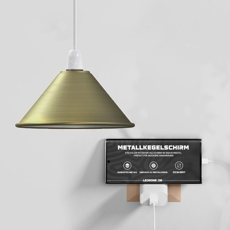 minimalistischer Teller-Schirm aus Metall.