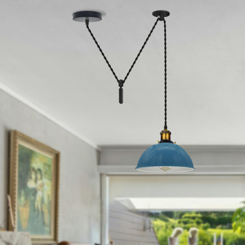 Lampada a sospensione azzurra con design a puleggia – cavo da 2 m ~3063