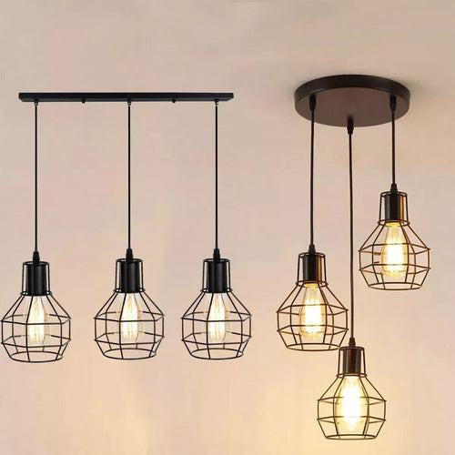 Pendelleuchte esstisch mit  3 Wege Käfig Deckenmontage~3148