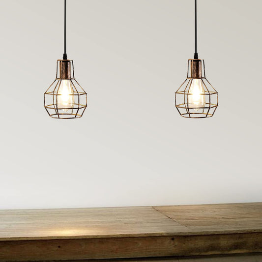 Vintage Pendelleuchte mit 2 Flammen und Kupferfinish, ideal für stilvolle Beleuchtung in jedem Raum.

