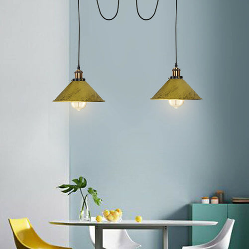 Lampade a sospensione a due teste – E27 ottone, altezza fino a 100 cm ~2232