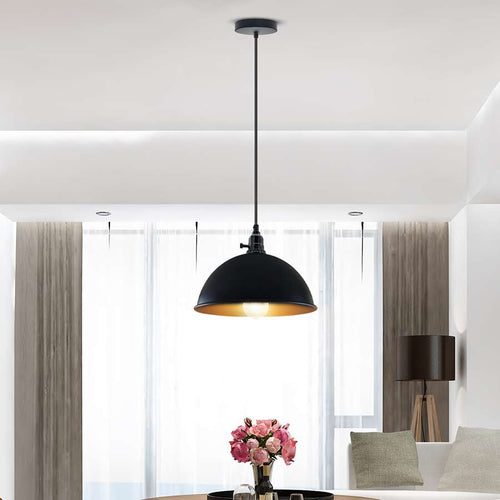 Moderne schwarze Pendelleuchte – E27, 95cm Kabel, Metall/PVC ~ 2837