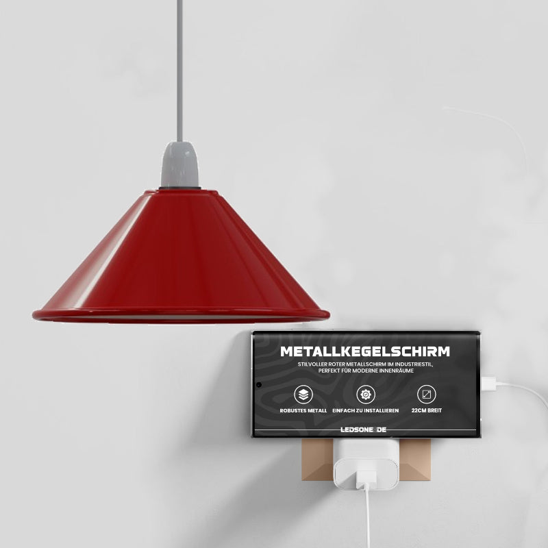 red Flacher Metall Lampenschirm