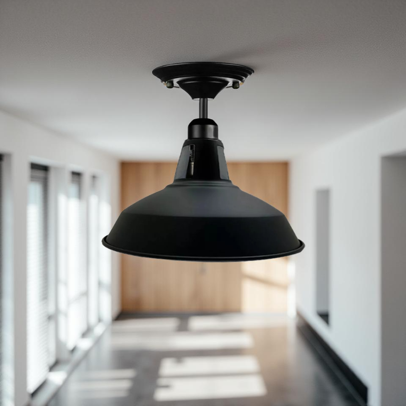  Retro Lampenschirm Ø 30 cm in Schwarz aus Metall