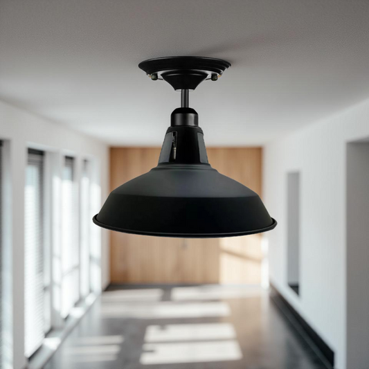  Retro Lampenschirm Ø 30 cm in Schwarz aus Metall