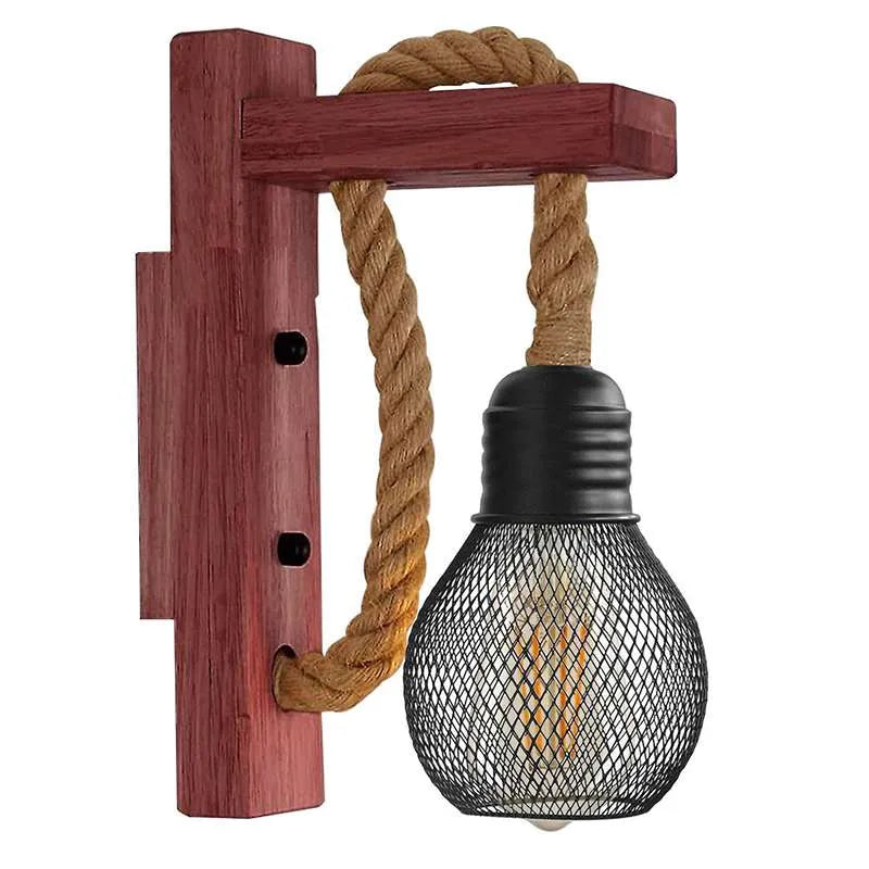 Rustikale Seil- und Holzlampe für gemütliche Räume