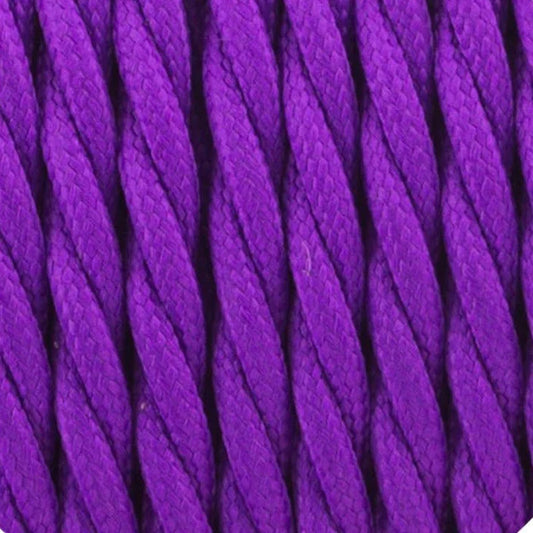 1m/2m/3m 3 adriges Textilkabel elektrisches gedrehtes Kabel Stoffummantelung Lila~1199