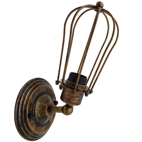 Industrielle Käfig-Wandleuchte im Vintage-Stil, ohne Glühbirne, gebürstetes Kupfer