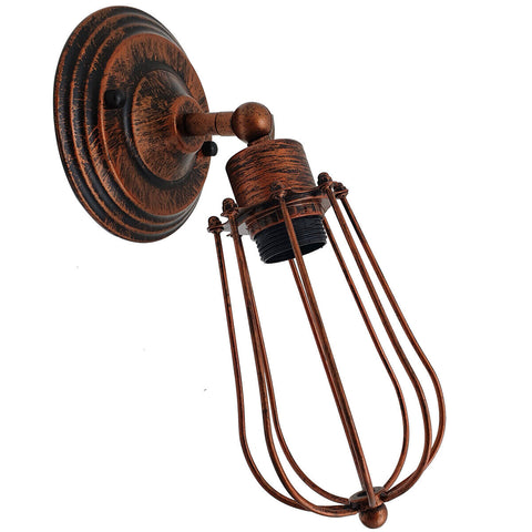 Industrielle Retro Vintage Wandleuchte im schwarzen Käfig-Stil mit Glühbirne - Rustikales Rot