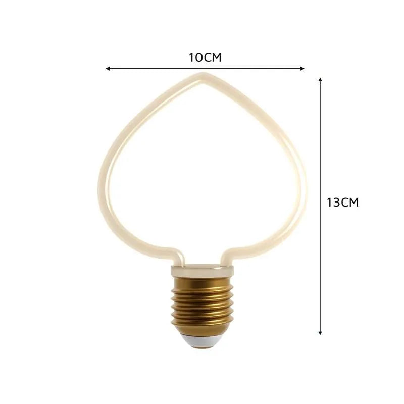 E27 LED Herzform Glühbirne Linear & Gebogen – Warmweiße Partylampe, Dekorative Glühbirne~ 2859