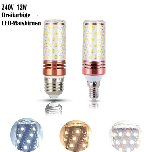 E14 E27 LED Glühbirne dreifarbige LED 12W kegel förmige Glühbirne~2601