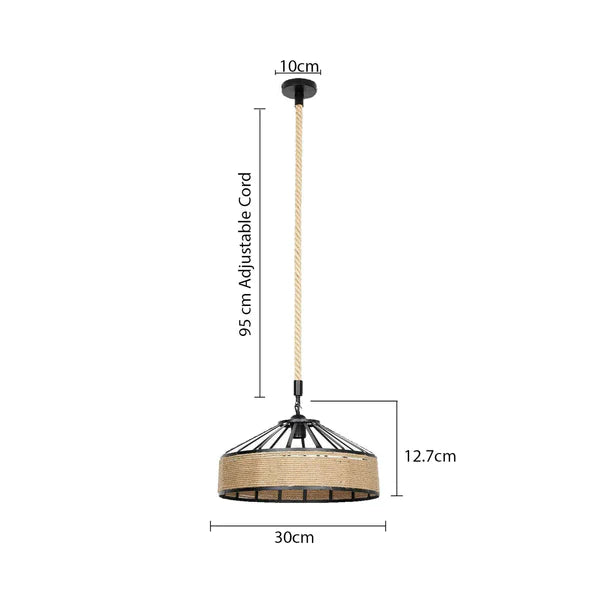 Lustre Plafonnier Suspension corde chanvre Rétro Lampe pour Restaurant