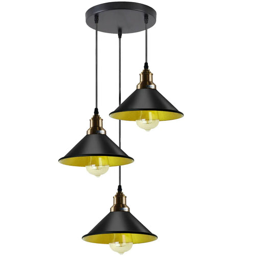 Vintage Pendelleuchte Schwarz 1- & 3-flammig Hängelampe ~3985