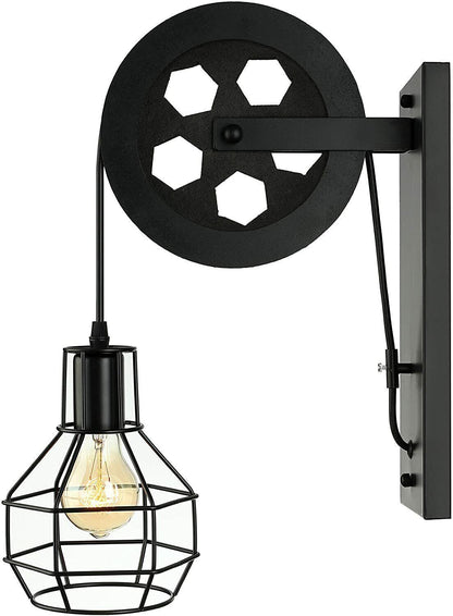 Retro Wandleuchte Wandlampe Industrielampe Eisen Rad Wand Lampe E27 Vintage~2618