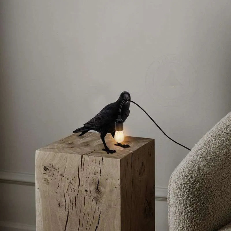 schön 2-adriges KabelTischlampe Vogel- Raven