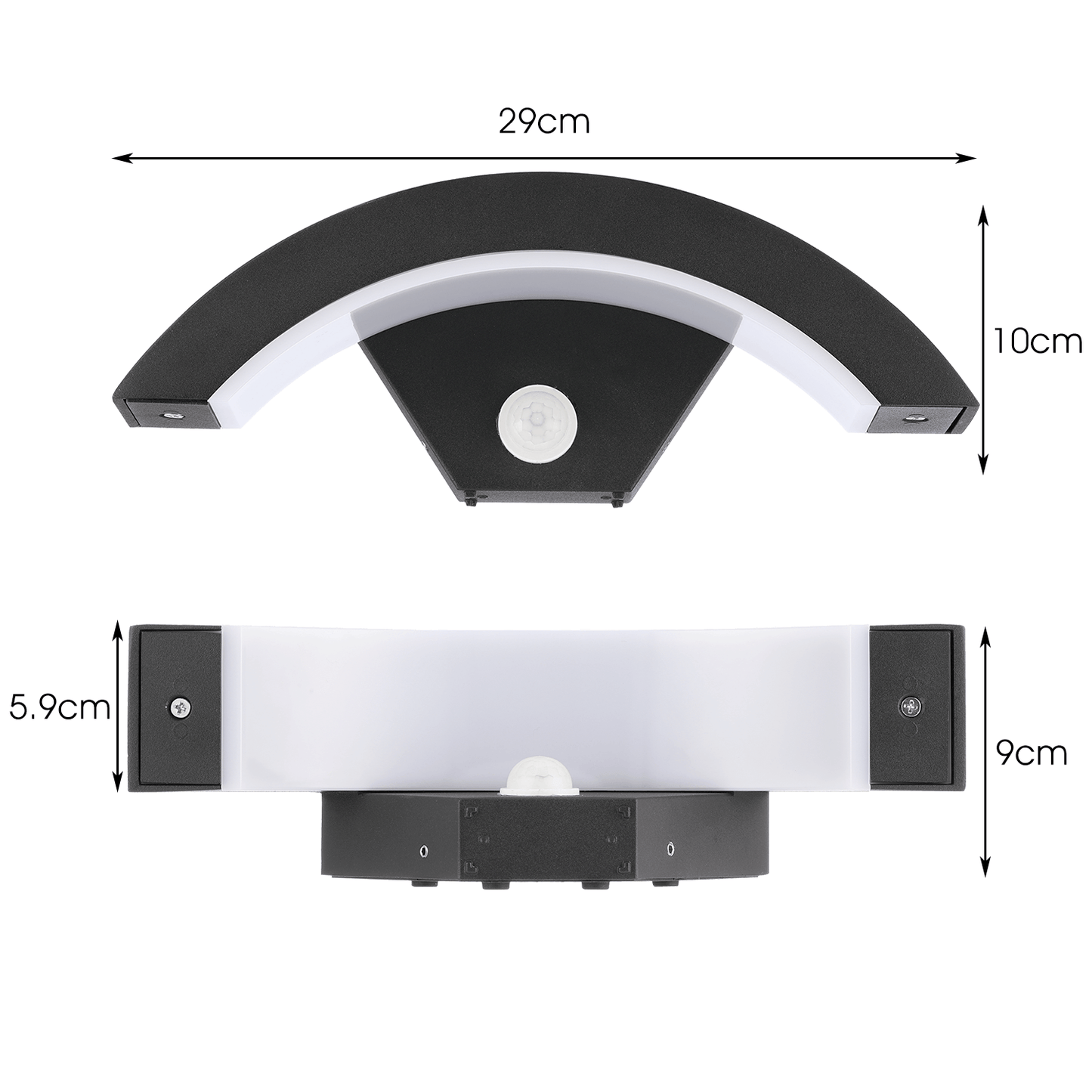 Schwarz-weiße LED-Kurven-Wandleuchte für den Außenbereich~2565