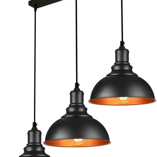 Industriel pendellampe med 3 lys, sort ~3278