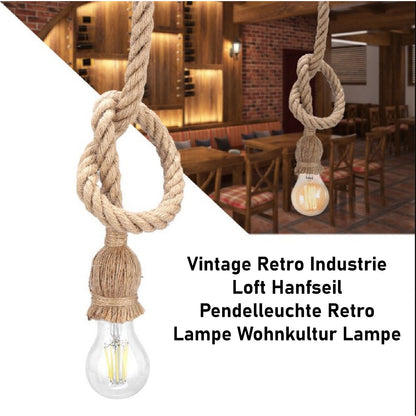 Vintage Retro Industrie Loft Hanfseil Pendelleuchte Retro Lampe Wohnkultur Lampe~2615