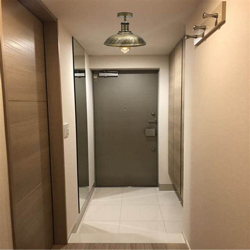 Lampada da soffitto industriale rustica con paralume in metallo, luce da incasso~3009