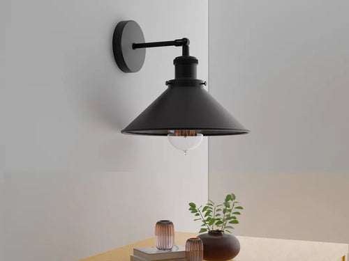 Vintage Industrielle Wandleuchte schwarz – Ø22cm~3125