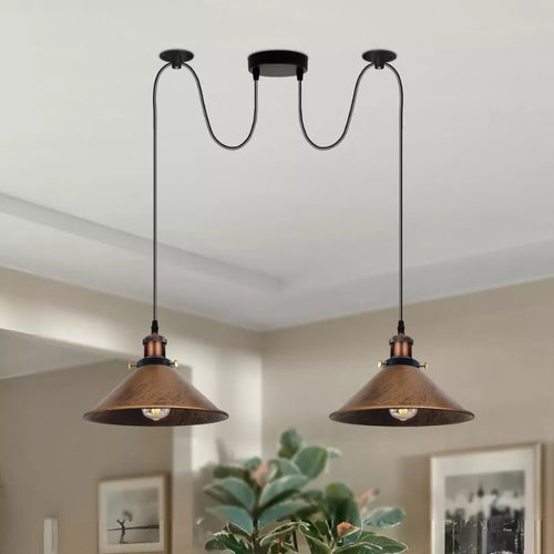 Zwei draht Arm Retro Hängelampen-E27 Messing, 2x100 cm Kabel~2233